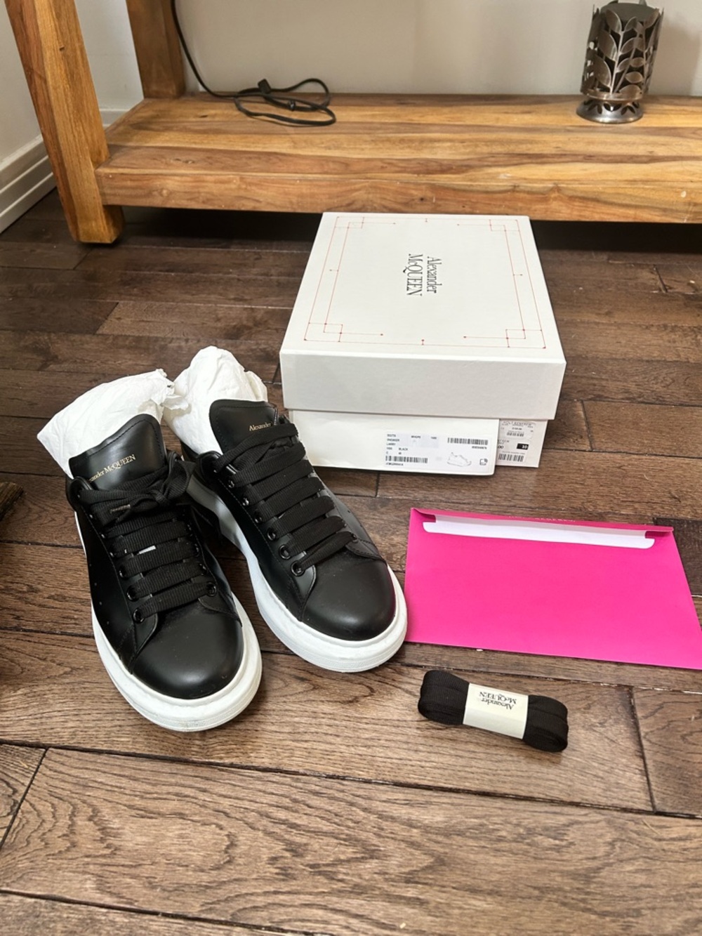 Alexander McQueen Black Leather Larry sneaker  Authentic